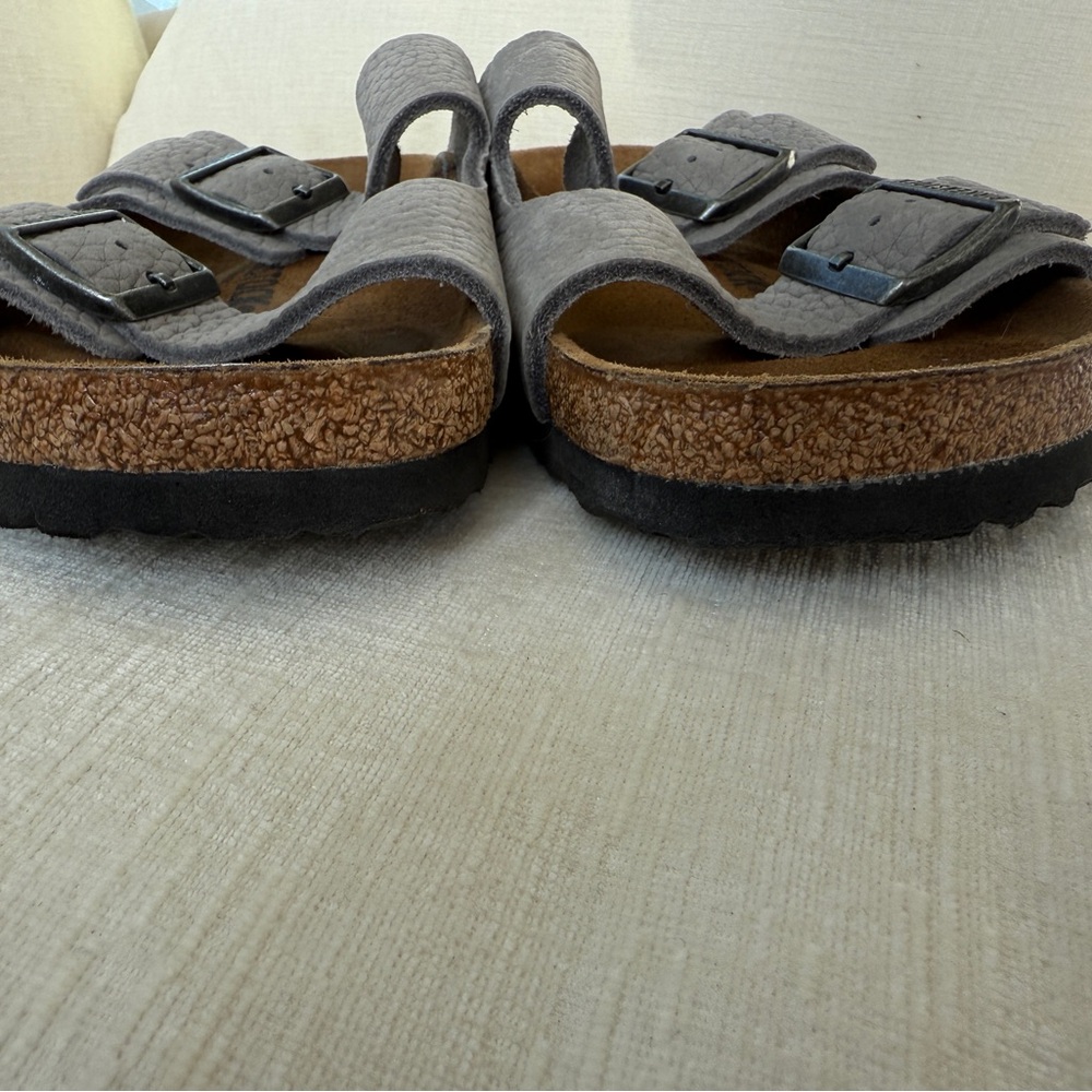 Birkenstock Arizona Desert Slide Whale Gray Nubuck Size 42 9-9.5 Great Condition - Picture 11 of 13